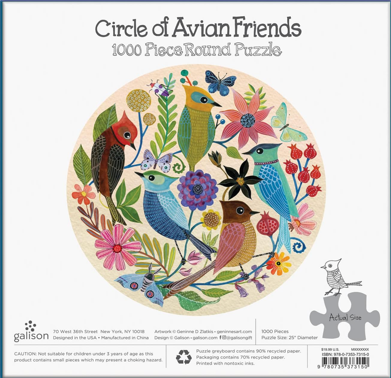 Galison - Circle of Avian Friends - Round Puzzle