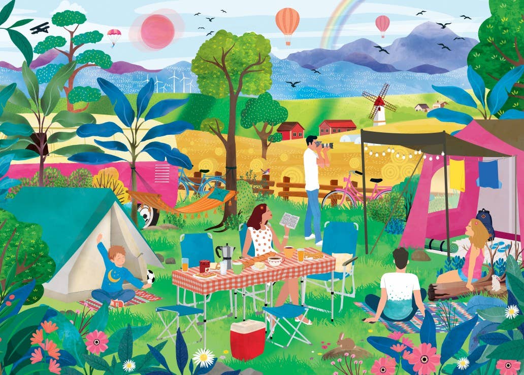 Summer at the Campsite 1500 Piece Puzzle - Pieces and Peace