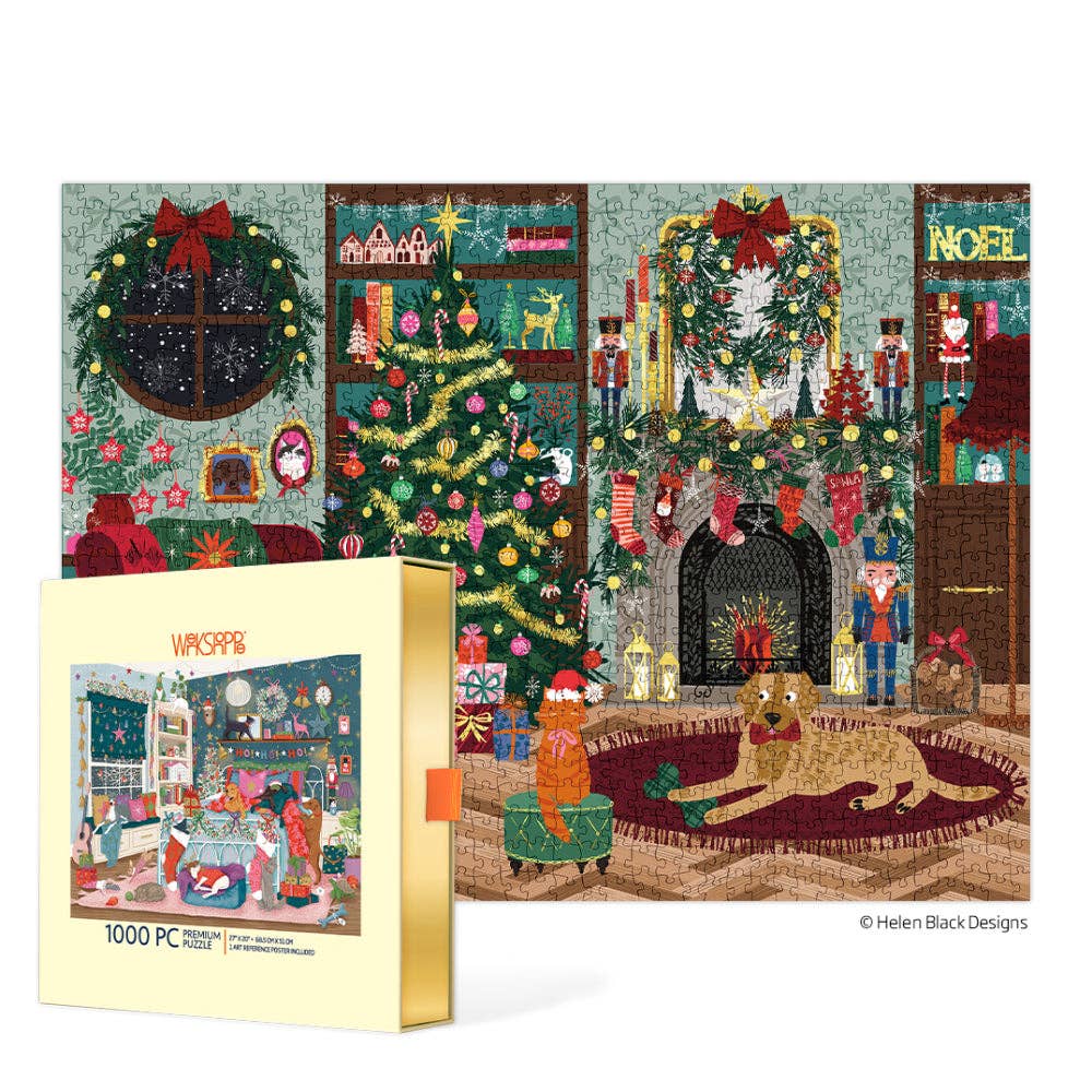 Gold Foil Festive Family Room - WerkShoppe 1000 Pc Puzzle -Slip Box