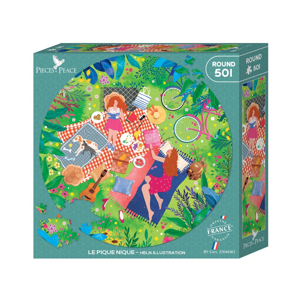 The Picnic - Pieces and Peace - 500 Piece Round Puzzle