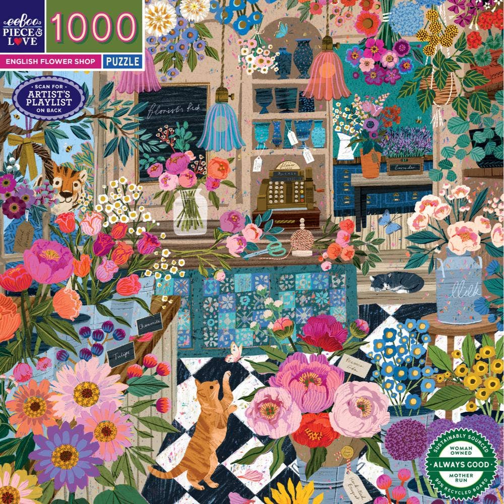 EeBoo 1000 Pc Puzzle - English Flower Shop