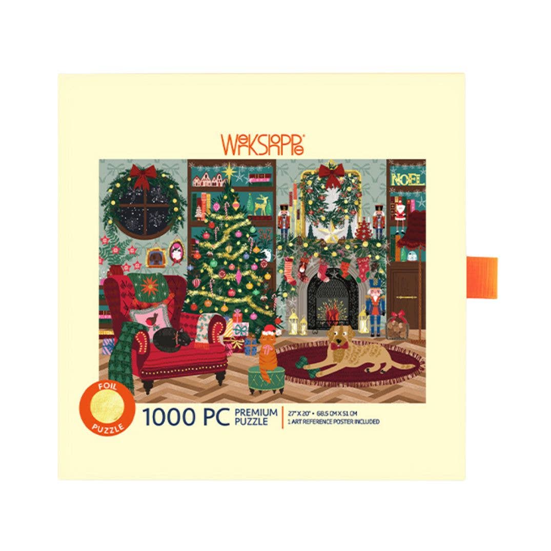 Gold Foil Festive Family Room - WerkShoppe 1000 Pc Puzzle -Slip Box