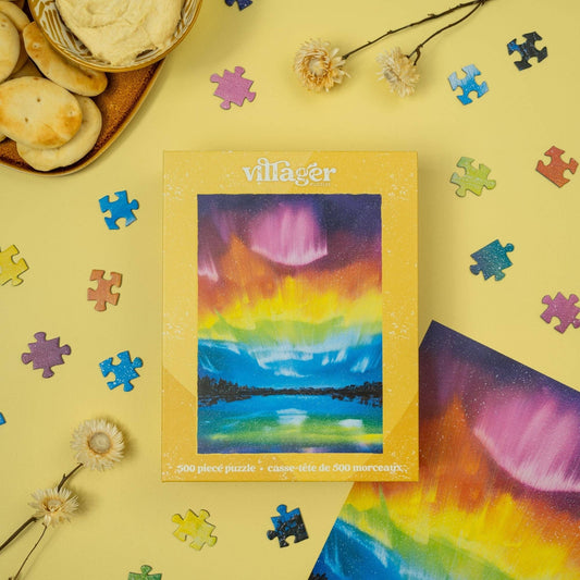 Rainbow Northern Lights - Villager - 500-Piece Puzzle