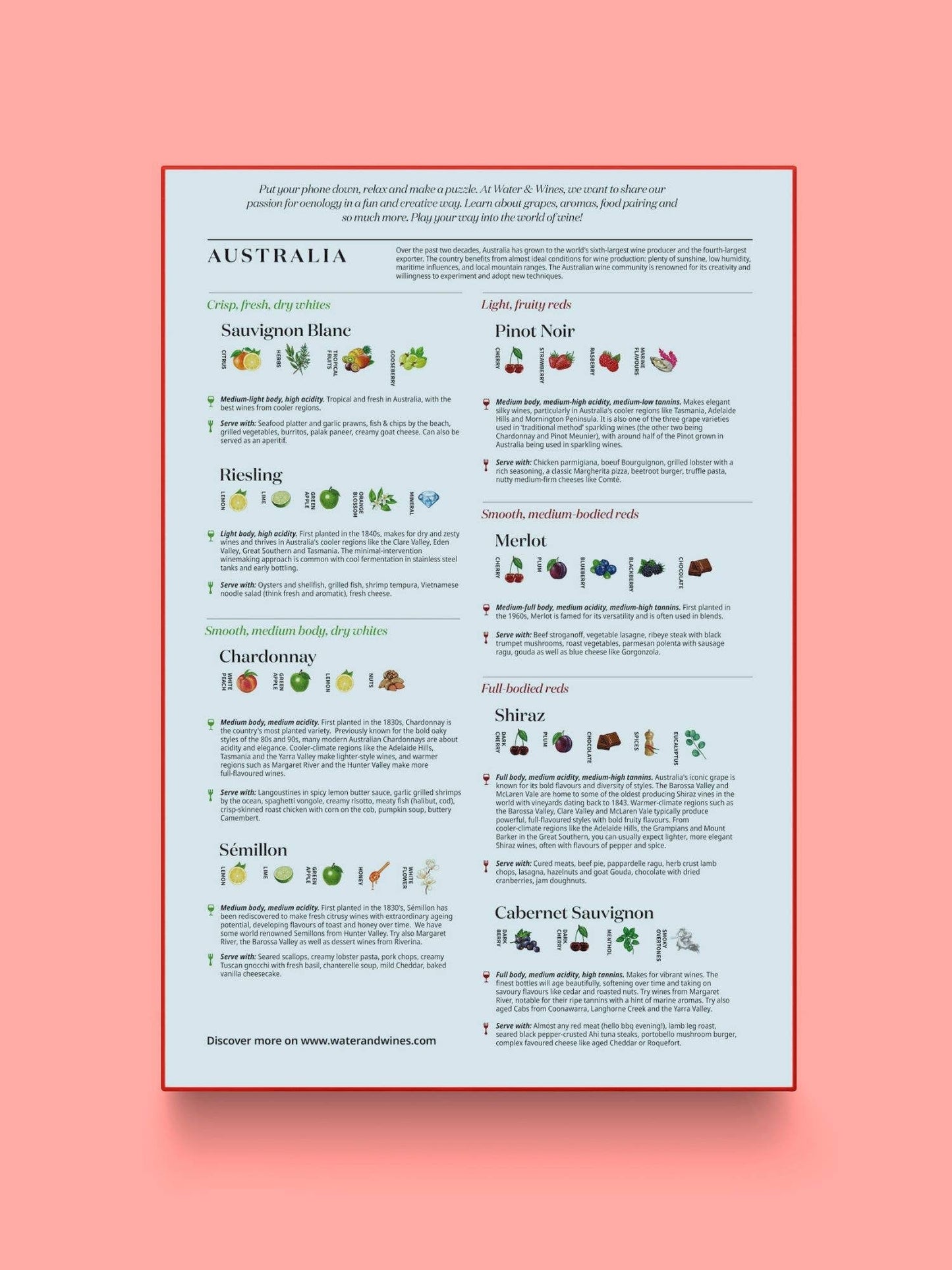 Australia Wine Puzzle - Water and Wines