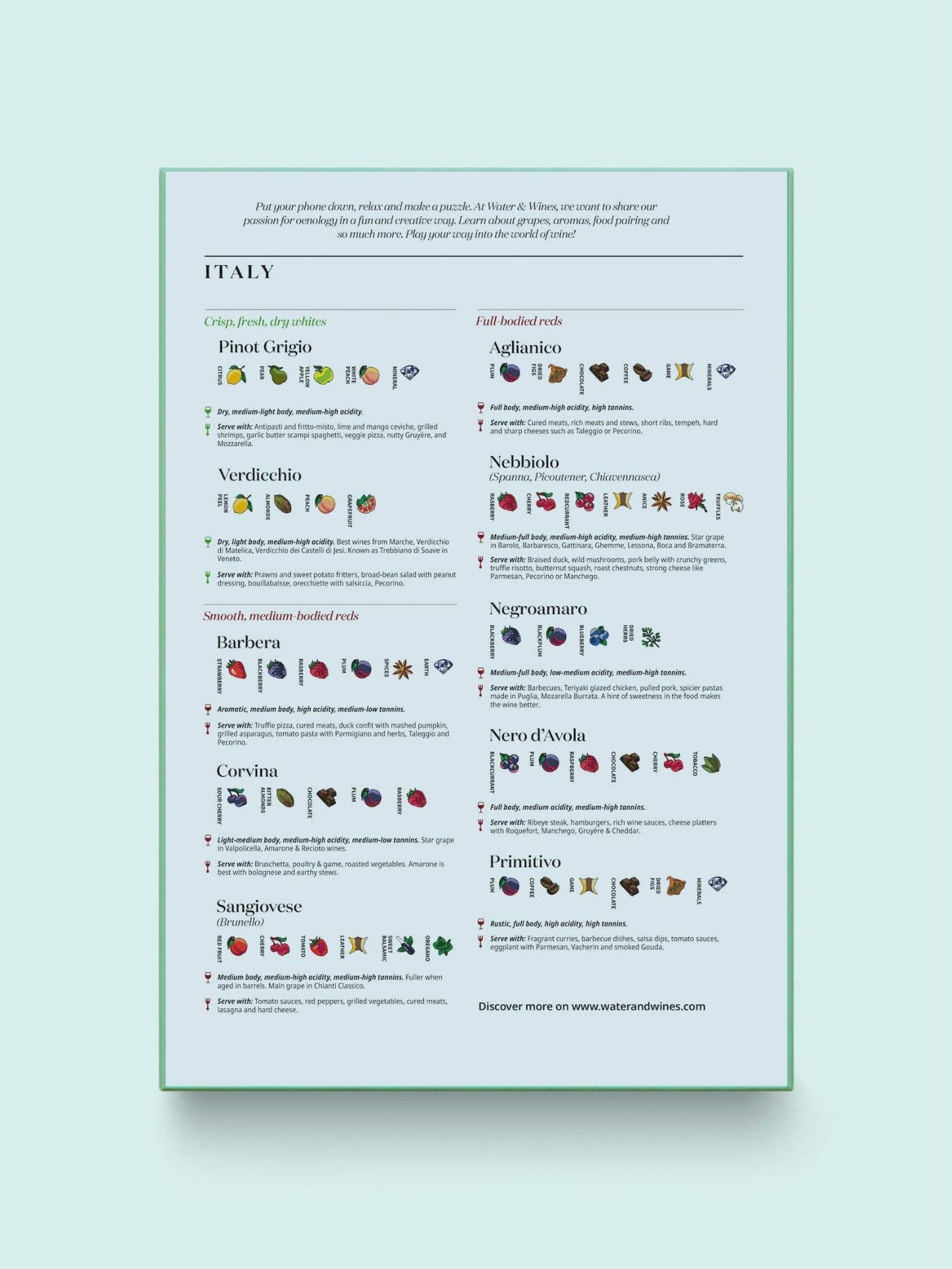 Italy Wine Puzzle - Water and Wines