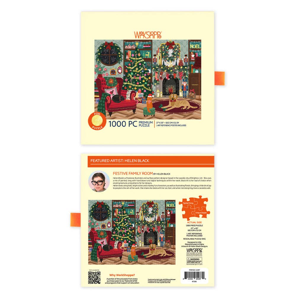 Gold Foil Festive Family Room - WerkShoppe 1000 Pc Puzzle -Slip Box