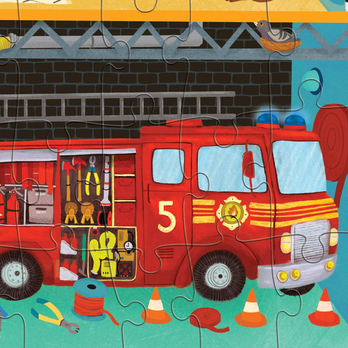 Fire Station - Flat House Puzzle 50 pc - Crocodile Creek