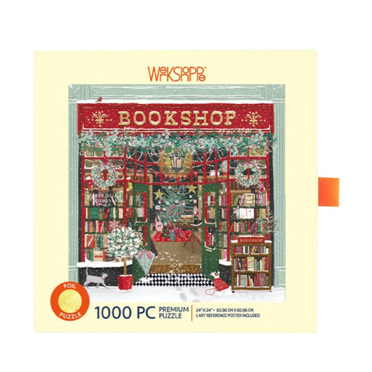 Gold Foil Festive Bookshop - WerkShoppe 1000 Pc Puzzle - Slip Box