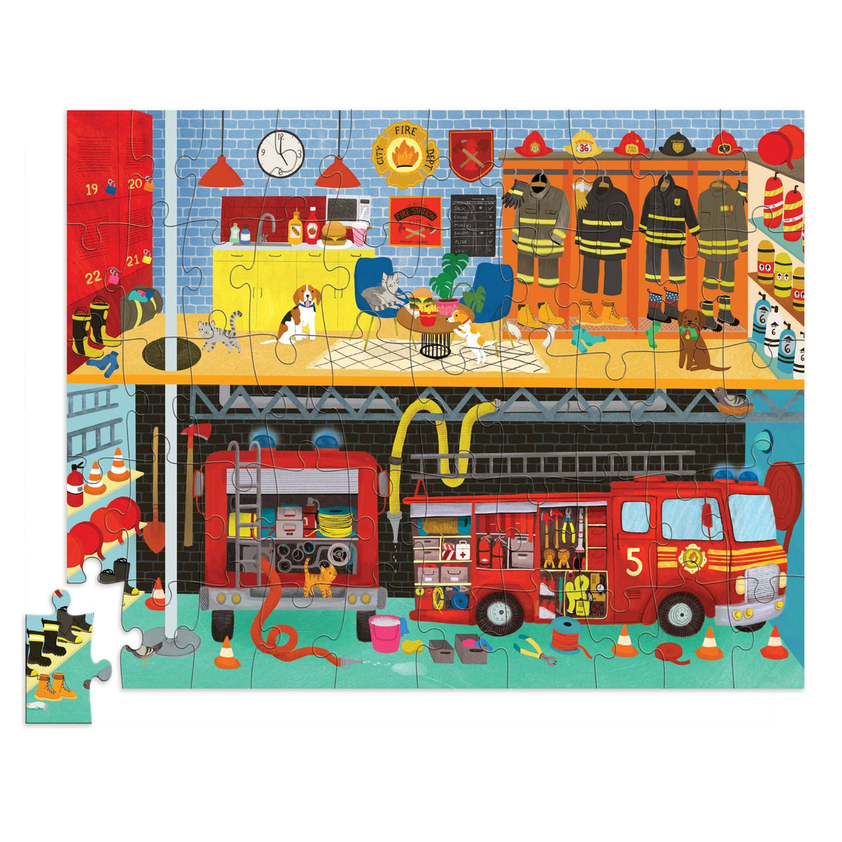 Fire Station - Flat House Puzzle 50 pc - Crocodile Creek