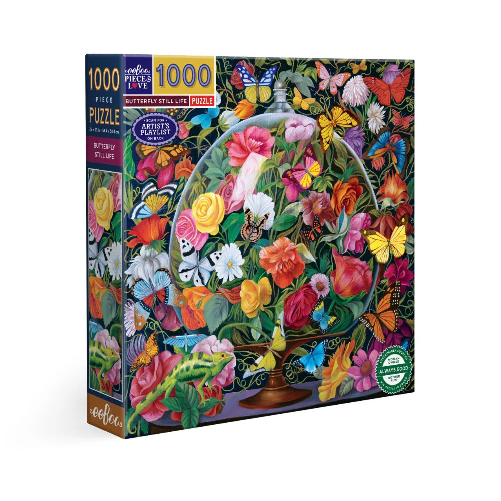 EeBoo 1000 Pc Puzzle –Butterfly Still Life