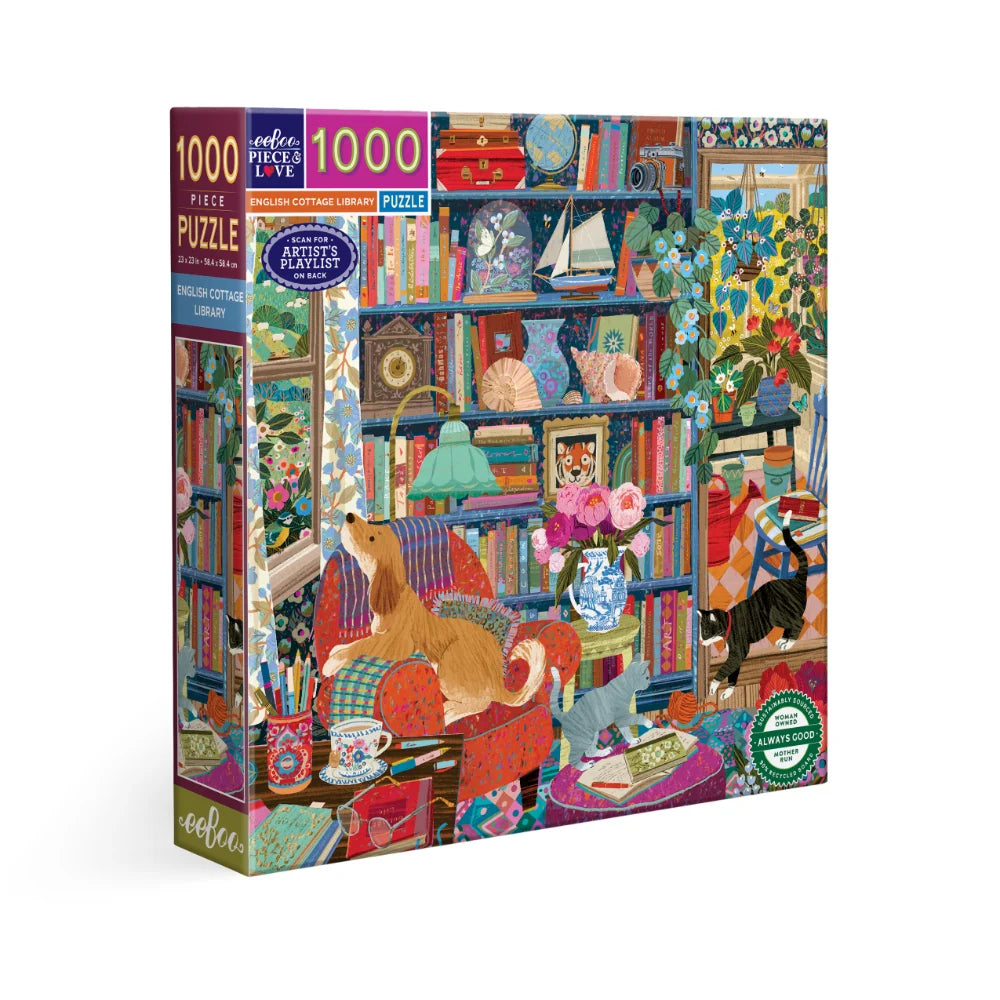 EeBoo 1000 Pc Puzzle – English Cottage Library