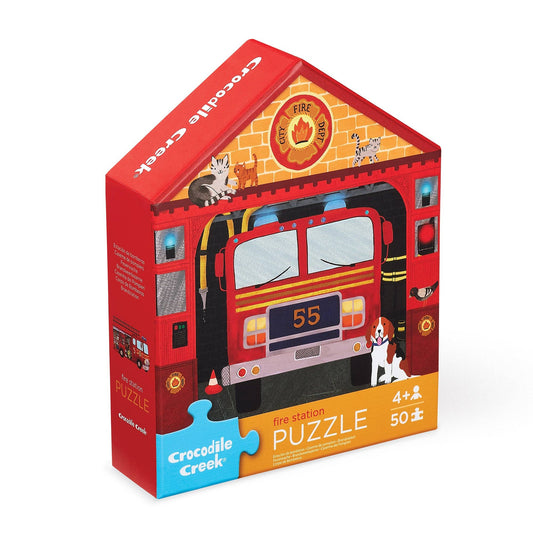 Fire Station - Flat House Puzzle 50 pc - Crocodile Creek